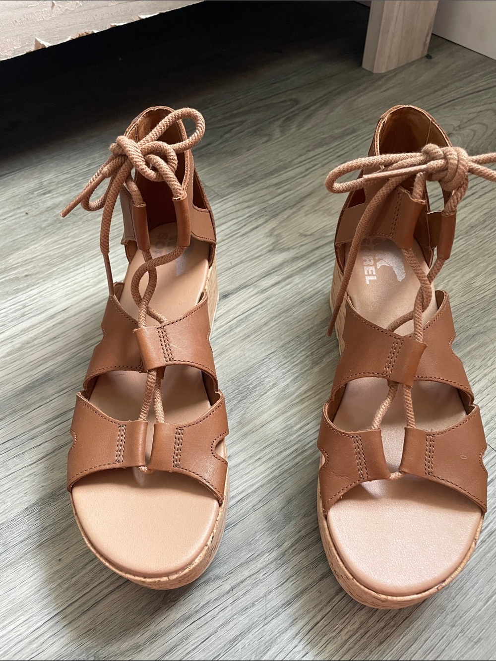Sorel Women's Brown Lace-Up Platform Sandals